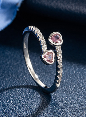 S925纯银心形可调生日礼物戒指