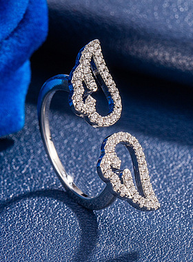 爆款创意天使之翼戒指翅膀镶钻尾戒指环潮人饰品指环