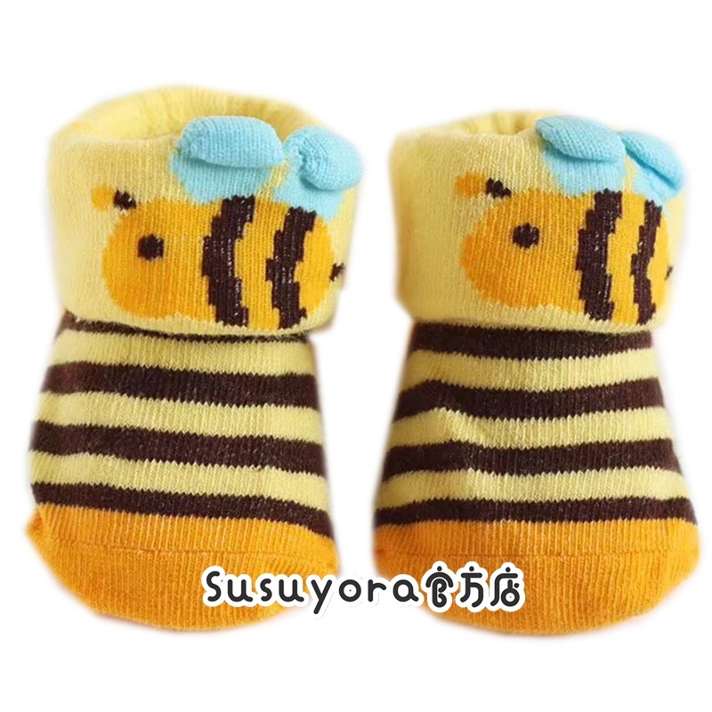 现货●全棉新生儿宝宝婴儿袜子立体动物袜宝宝袜熊猫蜜蜂卡通