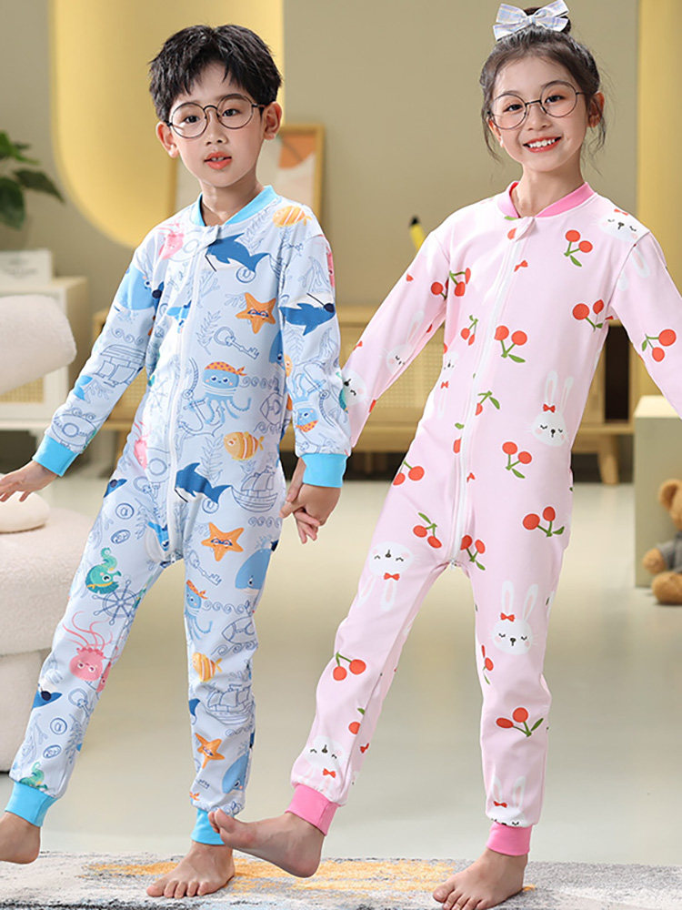 2024 NEW CHILDRENS ONE-PIECE PAJAMAS GIRLS SPRING AND AUTUMN COTTON BABY BOYS AND GIRLS ONE-PIECE PAJAMAS TO PREVENT COLD AUTUMN AND WINTER