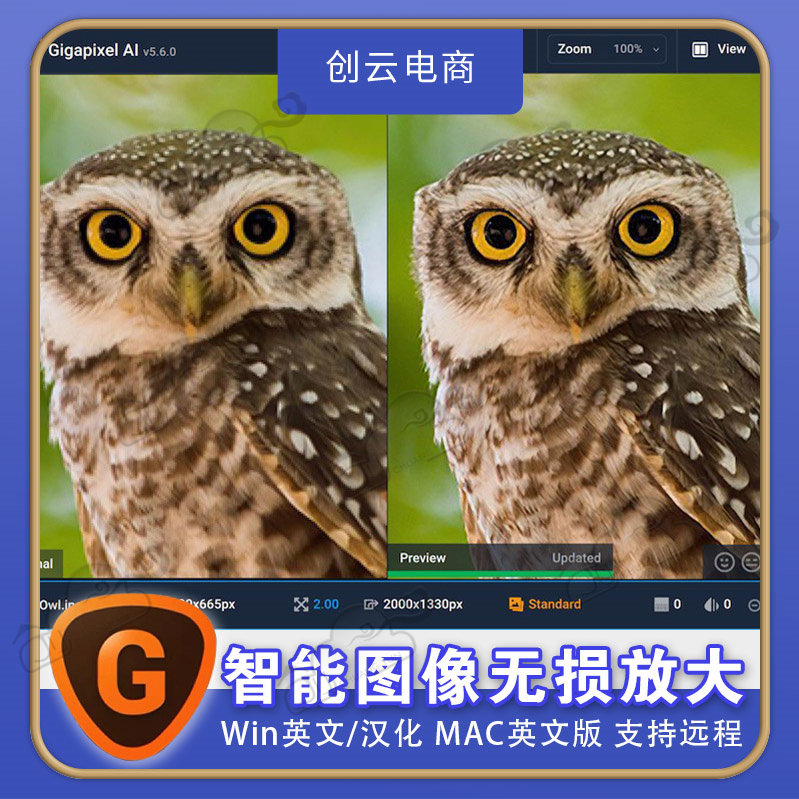 Ai人工智能图片无损放大Topaz Gigapixel AI 自动模糊变清晰
