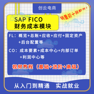 SAP FICO财务模块零基础进高阶项目实战培训视频教学课程成本