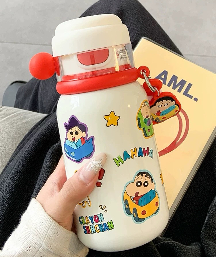蜡笔小新一杯三饮保温杯女生可爱水杯新款2025学生316不锈钢杯子