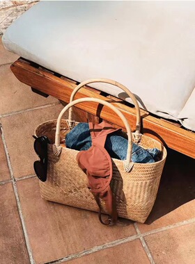 Bembien 女士秋冬新款编织托特包牛皮肩带单肩手提度假包