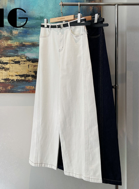 CARANGI品牌-高级感白色零腿型侧分割显瘦垂感松弛休闲裤IG36002