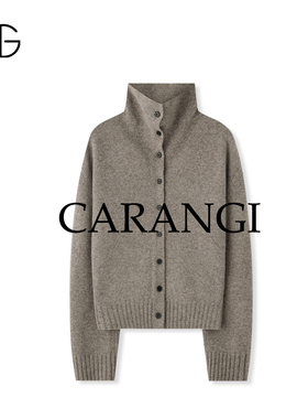 CARANGI品牌-L*P100%绵羊毛 随性多穿纽扣沙漏领倒T开衫IG26655