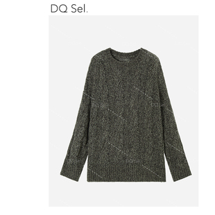 高阶云感蚕丝羊毛针织衫 复古绞花工艺落肩设计套头毛衣IG8F503