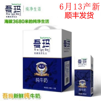 清真青海吾玛纯牛奶青藏高原无添加12*250ml 6月13日产 顺丰发