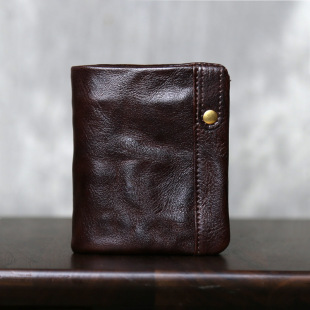 新款 真皮钱包简约植鞣轻奢钱皮夹耐磨不变形高端 头层牛皮二折男士