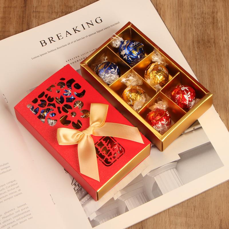 lindt/瑞士莲巧克力6粒2粒装镂空喜字款结婚庆伴手礼喜糖礼盒成品