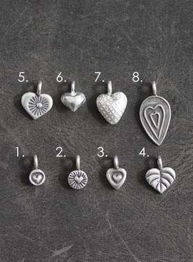 妖家 | 泰国手工银 纯银DIY配件 心形小吊坠 QB01