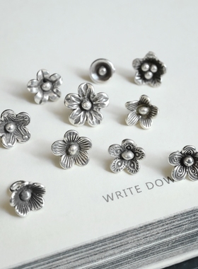 妖家 手工制作纯银花朵小吊坠 手链项链DIY配件 HA202