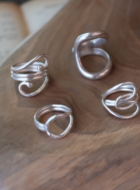 妖家 手工银饰 纯银线条款戒指 泰国进口 JZ197