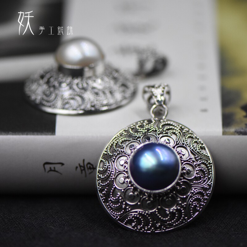 【三月】妖家 进口 925纯银 纯手工制作 马贝珍珠吊坠 T41