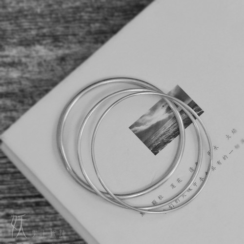 手工银手镯纯银光圈素圈