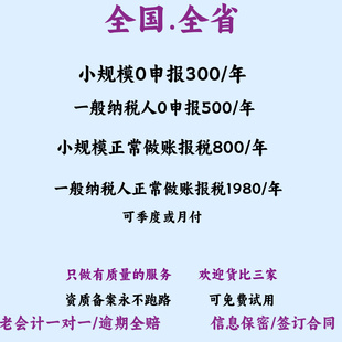 全国代理记账报税小规模湖北武汉公司个体户税务申报代账报税内帐