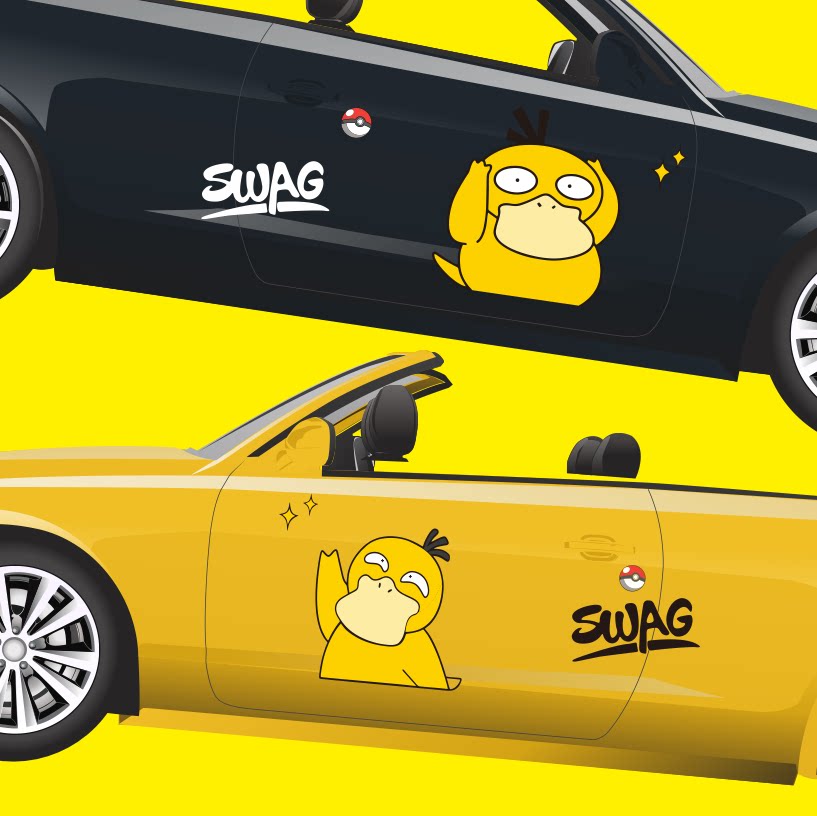 汽车卡通贴可爱可达鸭表情包车身两侧贴车门划痕遮挡swag个性改装