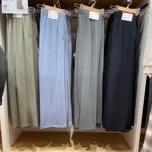 柔软磨毛松紧长裤 宽松垂坠休闲裤 女装 薄款 470169 25新款 R475685