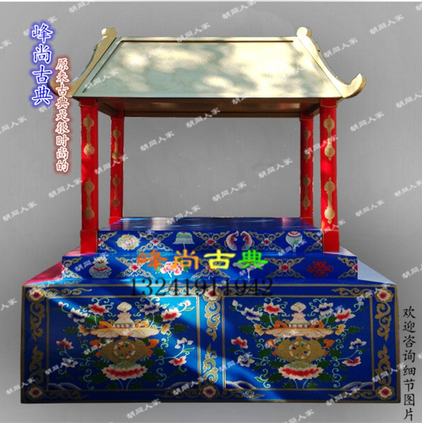 西藏彩绘吉祥八宝坛城 寺庙家具密宗供桌 实木手绘佛柜佛龛可定制