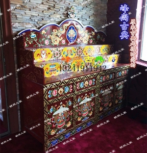 佛龛藏式供台佛柜贡品桌菩萨柜手工立体彩绘实木家用经济型家具