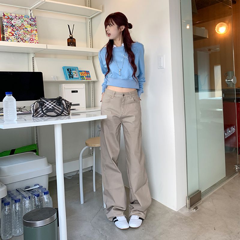 2025春季新款高腰直筒牛仔裤