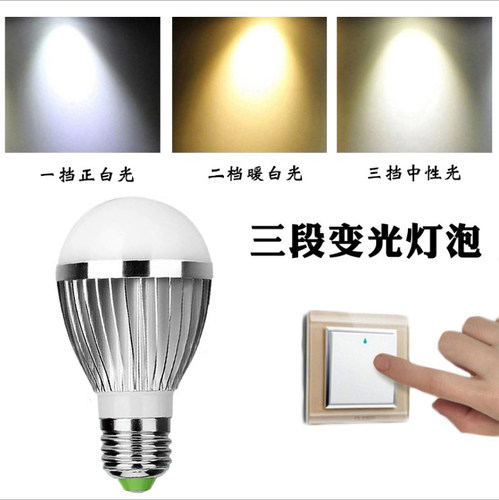 led灯泡三色变光护眼无频闪节能调光家用e27螺口台灯吊灯卧室照明 - 封面