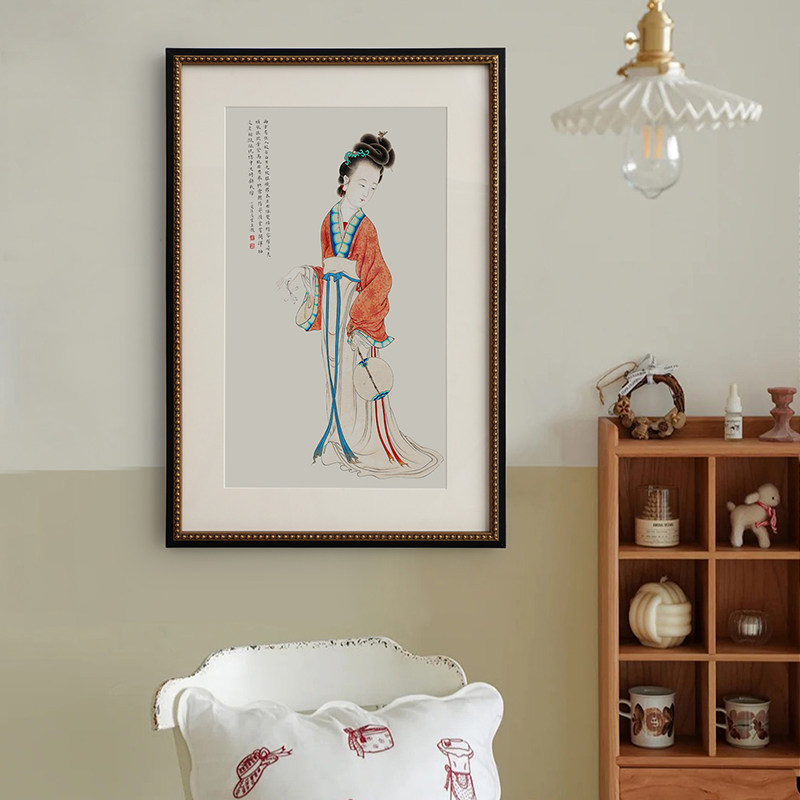 《仕女图》法师中古风天女图实木人物竖版装饰画玄关入门墙面壁画