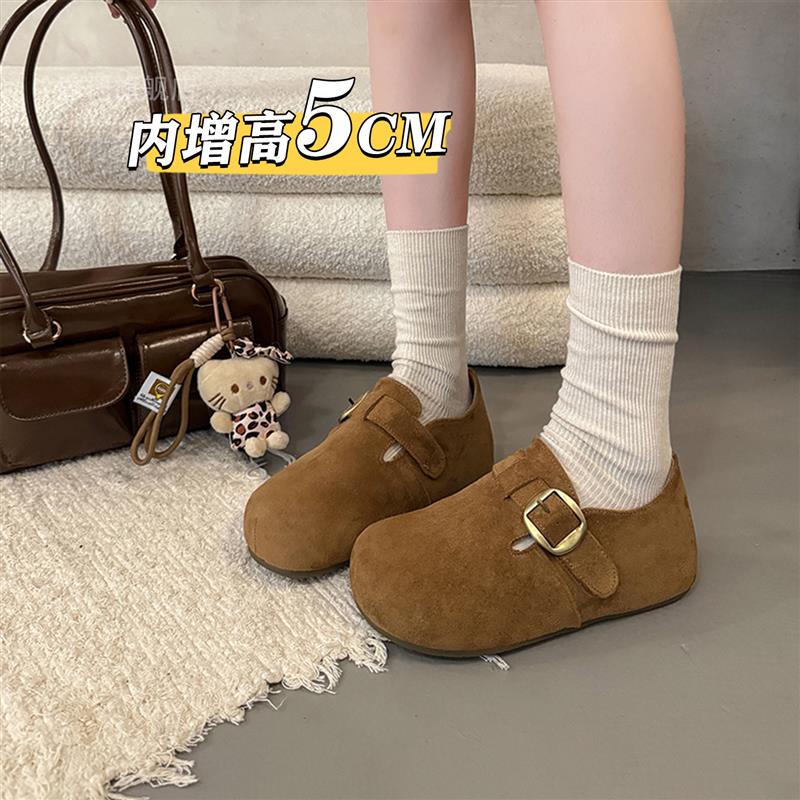 内增高覆古厚底全包勃肯鞋女鞋2025新款秋冬一脚蹬豆豆鞋博肯单鞋