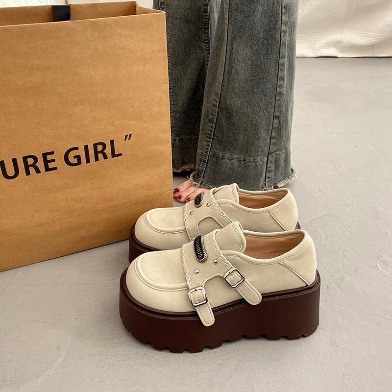 法式松糕厚底深口单鞋女夏季复古勃肯鞋2025新款增高玛丽珍乐福鞋