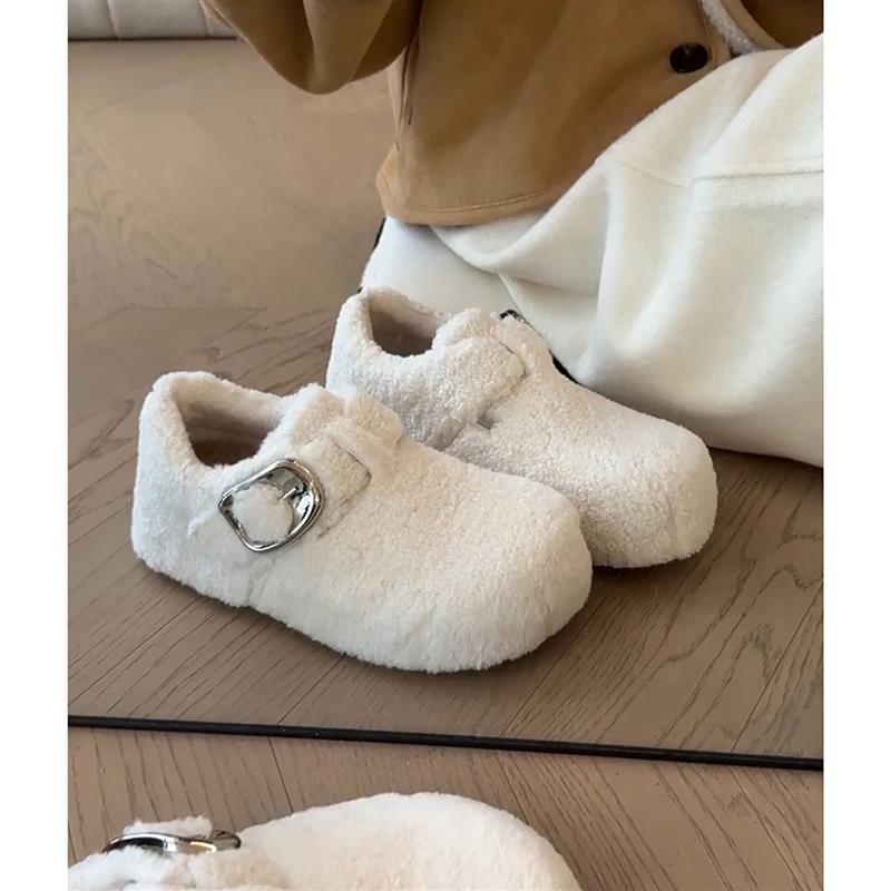 厚底内增高全包勃肯鞋毛毛鞋女鞋2025新款冬季加绒保暖雪地靴棉鞋