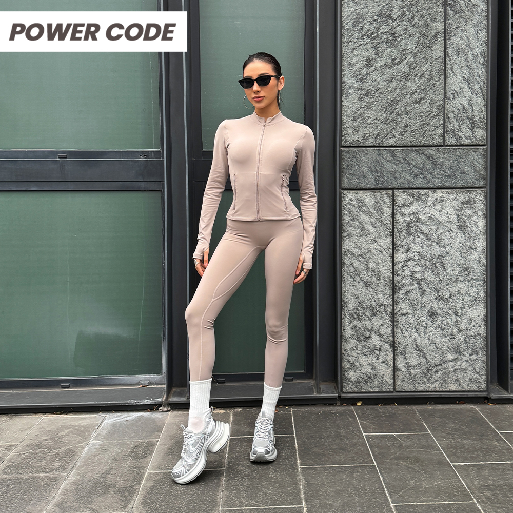 秋冬新款裸感瑜伽服套装女拉链长袖运动上衣收腹提臀跑步瑜伽长裤
