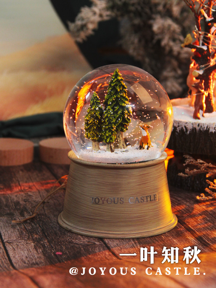 어린 왕자 작은 여우 나무 가을 수정 구슬 오르골 뮤직 박스 떨어지는 눈송이 소녀를위한 생일 선물