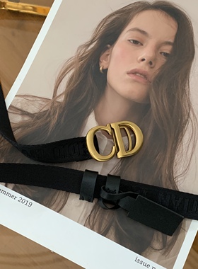 CD百搭金属腰带女尼龙帆布网红ins风细腰带西服衬衣收腰2cm