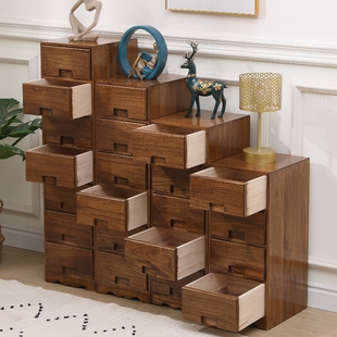 缝隙储物柜斗柜床头实木抽屉式收纳木质多层原木卧室创意柜子胡i.