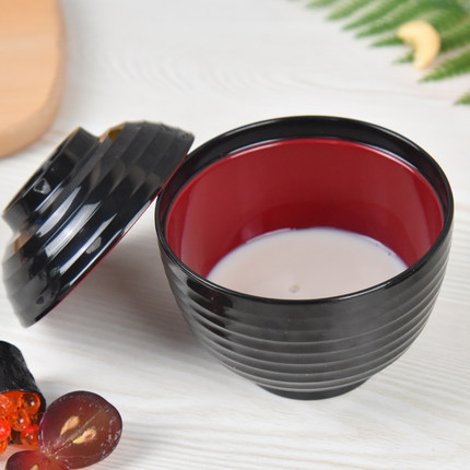 日式密胺味增汤盅创意西餐带盖点心碗泡面碗蒸箱炖蛋快餐喝汤餐具