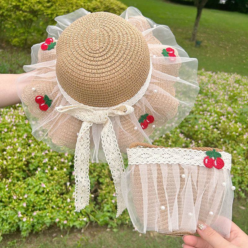 新款蕾丝樱桃帽子 网纱草帽小仙女可爱公主帽太阳帽子夏天凉帽,服饰配件/皮带/帽子/围巾,防晒帽,淘宝优惠券,粉丝福利购,淘宝优惠卷