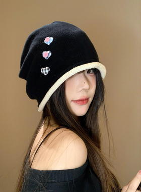 韩系星星堆堆帽秋冬新款韩版女款户外保暖包头帽子慵懒风显脸冷帽