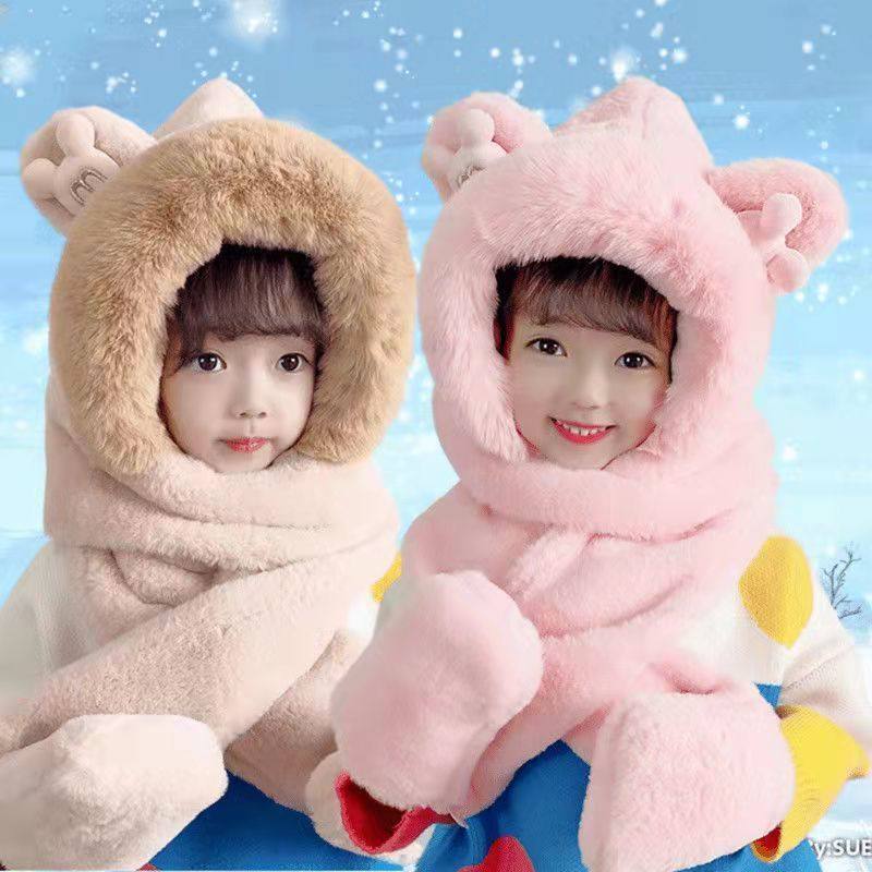 帽子儿童秋冬季毛线帽小孩护耳加绒帽婴幼儿帽子围脖两件套男女童,服饰配件/皮带/帽子/围巾,防晒帽,淘宝优惠券,粉丝福利购,淘宝优惠卷