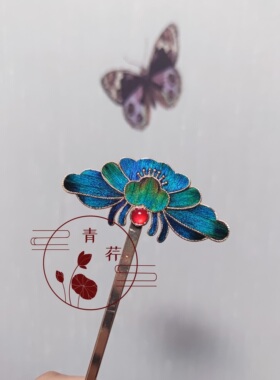 合金古风牡丹花朵点翠