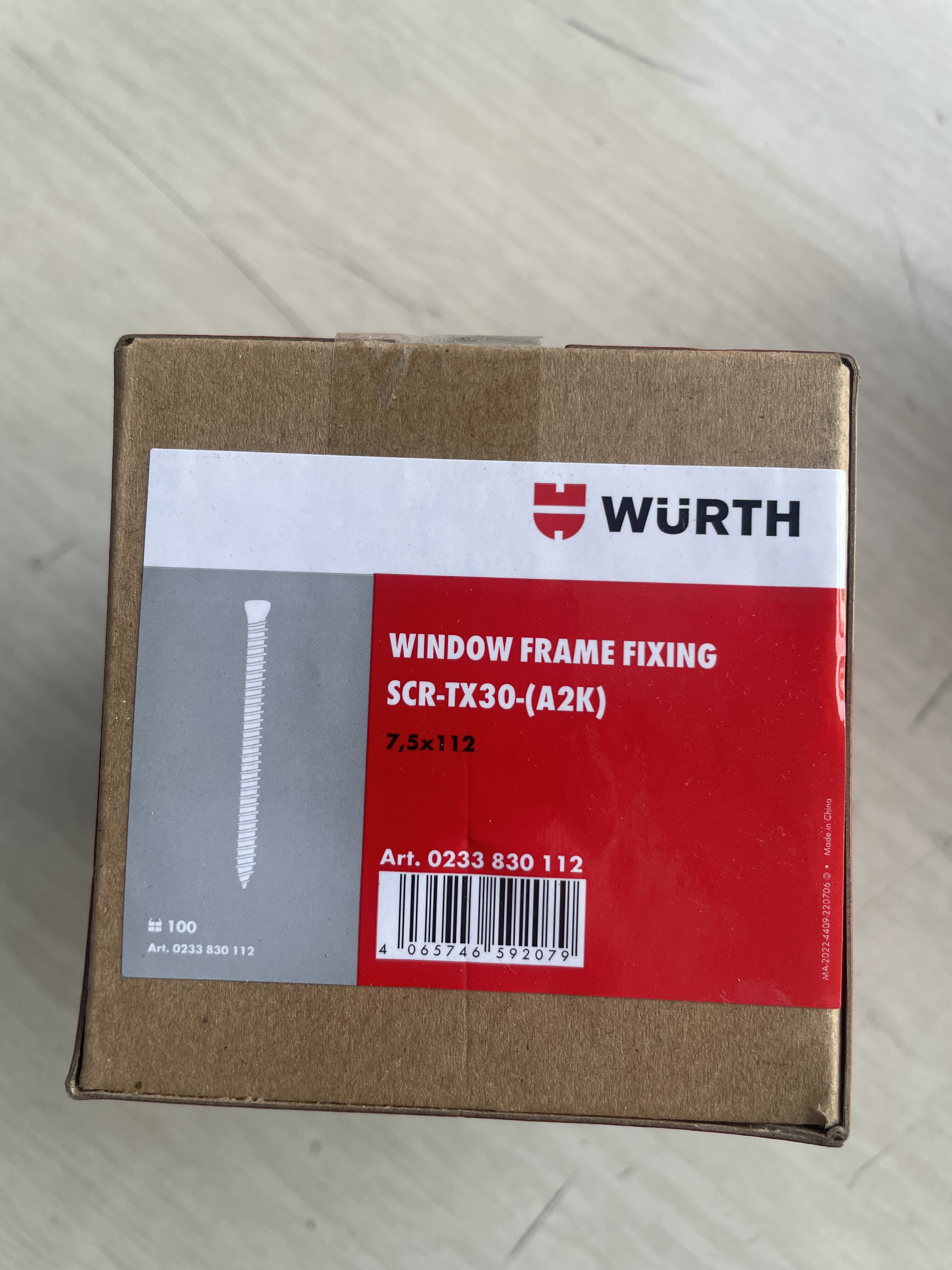 WURTH/伍尔特112mm自切螺钉/门窗安装专用//国产款