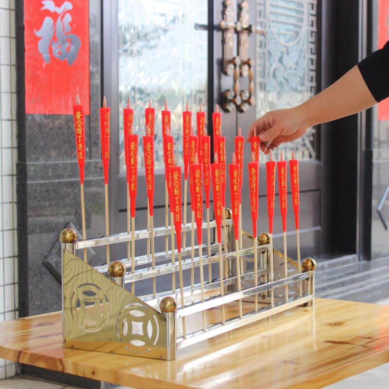 寺庙不锈钢插蜡烛台烛排竹签蜡烛台供奉佛堂祠堂潮汕拜神礼佛架子