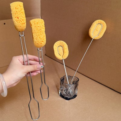 长柄杯刷奶瓶刷厨房家用长柄海绵杯刷头清洁加厚不沾油洗杯子神器