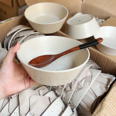 ins泼墨陶瓷沙拉碗甜品碗糖水碗家用一人食餐具高级感汤碗芝麻釉