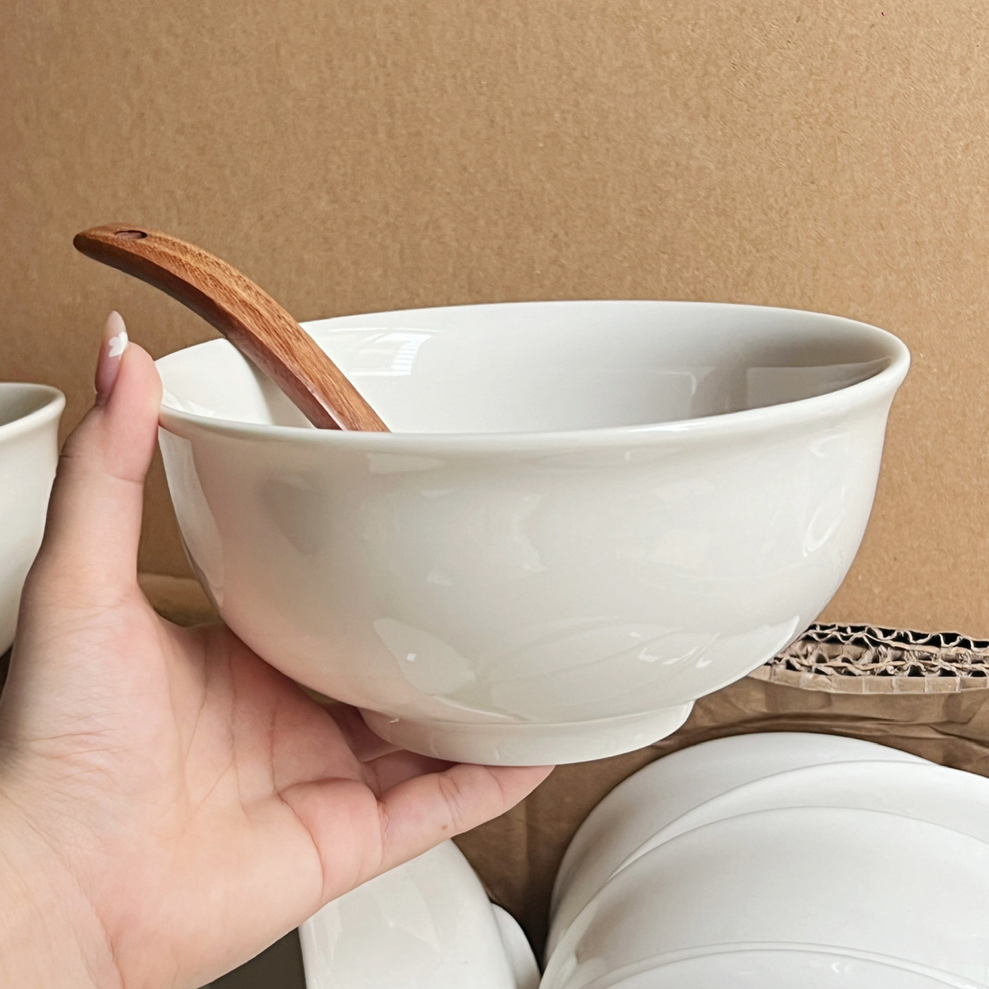 德化米白陶瓷家用餐具汤面碗反口菜碗一人食碗泡饭碗耐高温大号碗,餐饮具,碗,淘宝优惠券,粉丝福利购,淘宝优惠卷