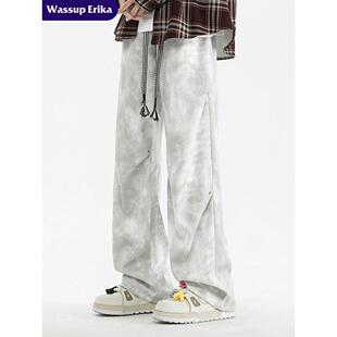 WASSUP ERIKA日系脏脏休闲裤男款春季垂感直筒裤子高街阔腿长裤男