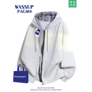 WASSUP PALM外套男款2025新款春秋季情侣宽松休闲开衫连帽卫衣潮