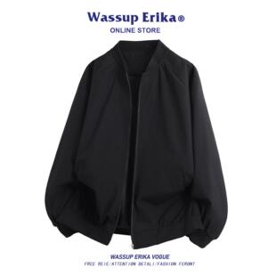 WASSUP ERIKA日系简约飞行员夹克男2026年春秋宽松立领百搭棒球服