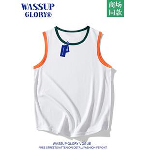 背心男夏季 WASSUP GLORY美式 无袖 潮牌健身运动坎肩衣服速干t恤衫