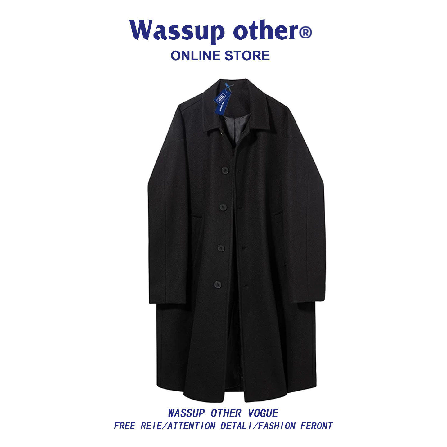 WASSUP OTHER日系复古宽松中长款风衣男款春秋情侣休闲大衣外套男