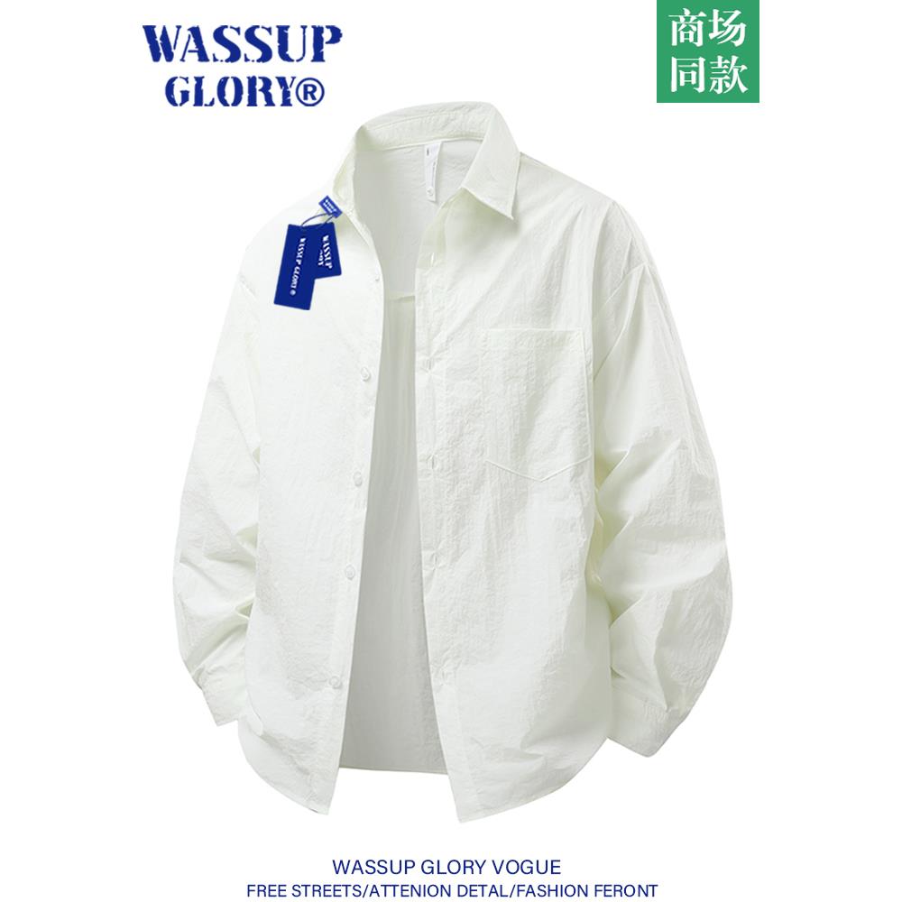 WASSUP GLORY防晒衬衫男夏季冰丝薄款透气防晒衣翻领长袖衬衣外套
